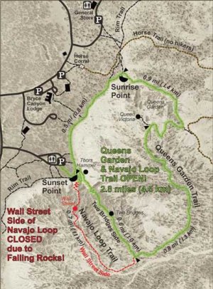 Der gesperrte Abschnitt des Navajo Loop Trails. Foto: NPS