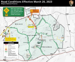 Gesperrte Cima Road und Ausweichrouten im Mojave National Preserve am 20.03.2023. Foto: NPS Gesperrte Cima Road und Ausweichrouten im Mojave National Preserve am 20.03.2023. Foto: NPS