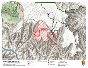 Ausdehnung des Dragon Fire am 25. Juli 2022 am North Rim des Grand Canyon National Park. Foto: NPS